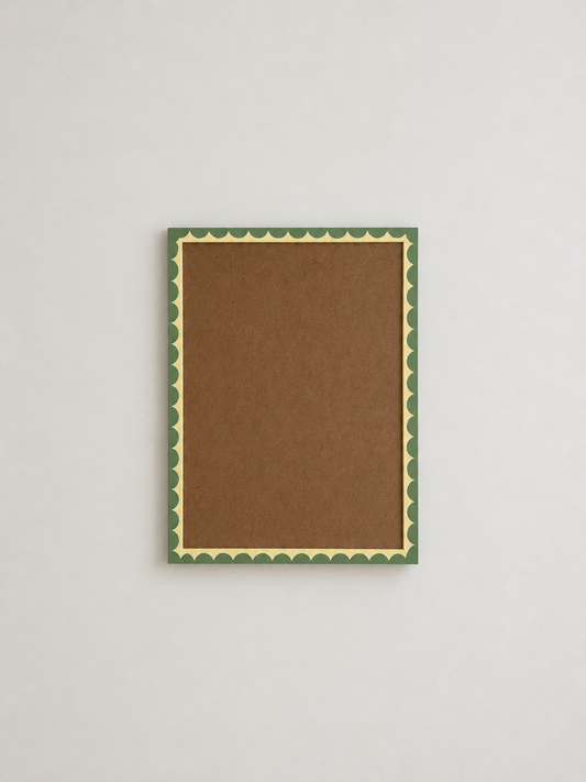 Green and Butter yellow scallop frame
